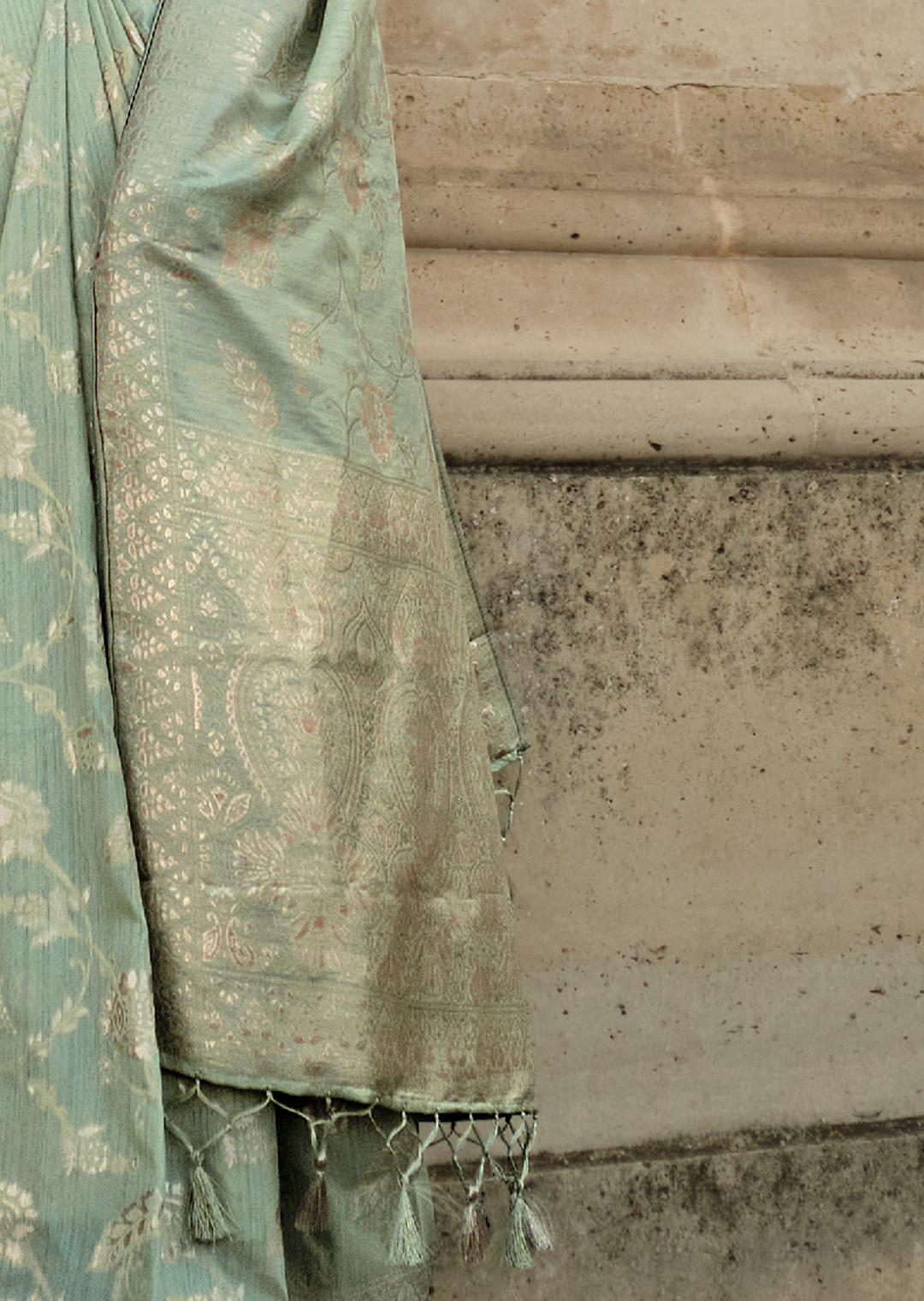 Mint Green Gota Woven Pure Handloom Silk Saree