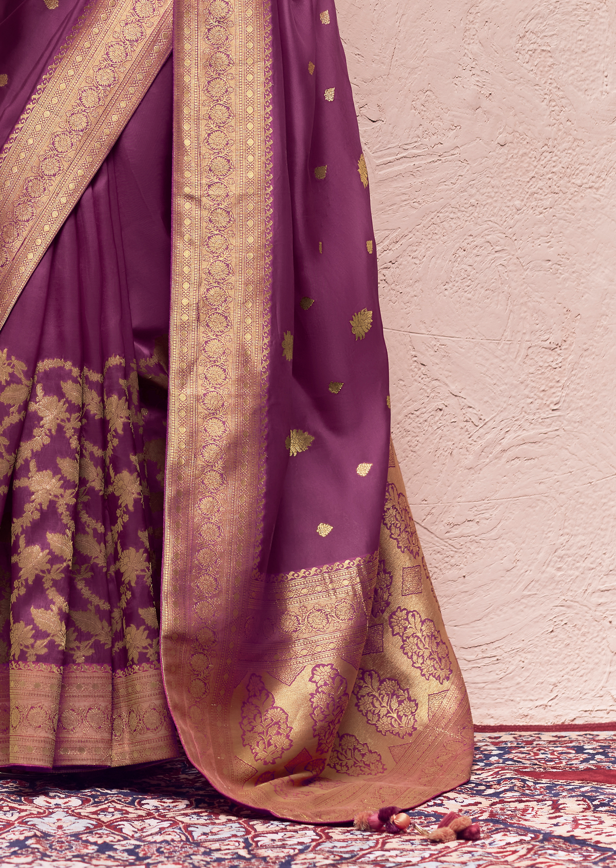 GRAPE PURPLE PURE CREPE SILK DESIGNER KHADDI BANARASI SAREE