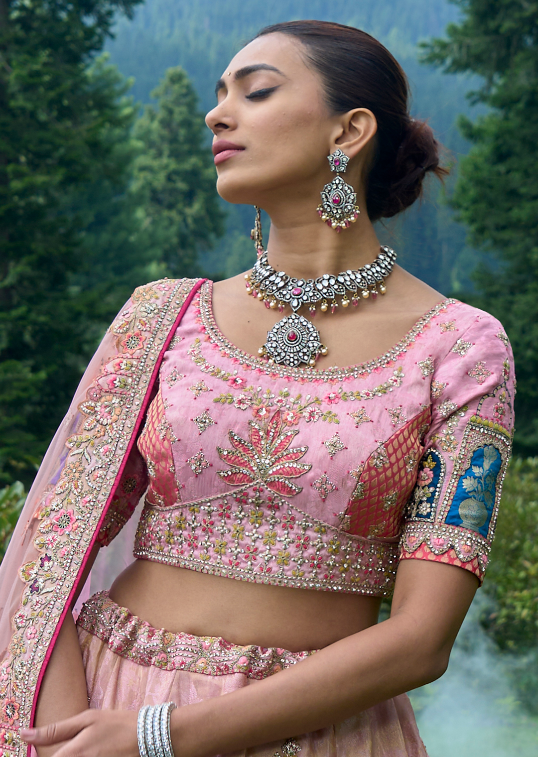 Lemonade Pink Hand Worked Premium Designer Silk Lehenga