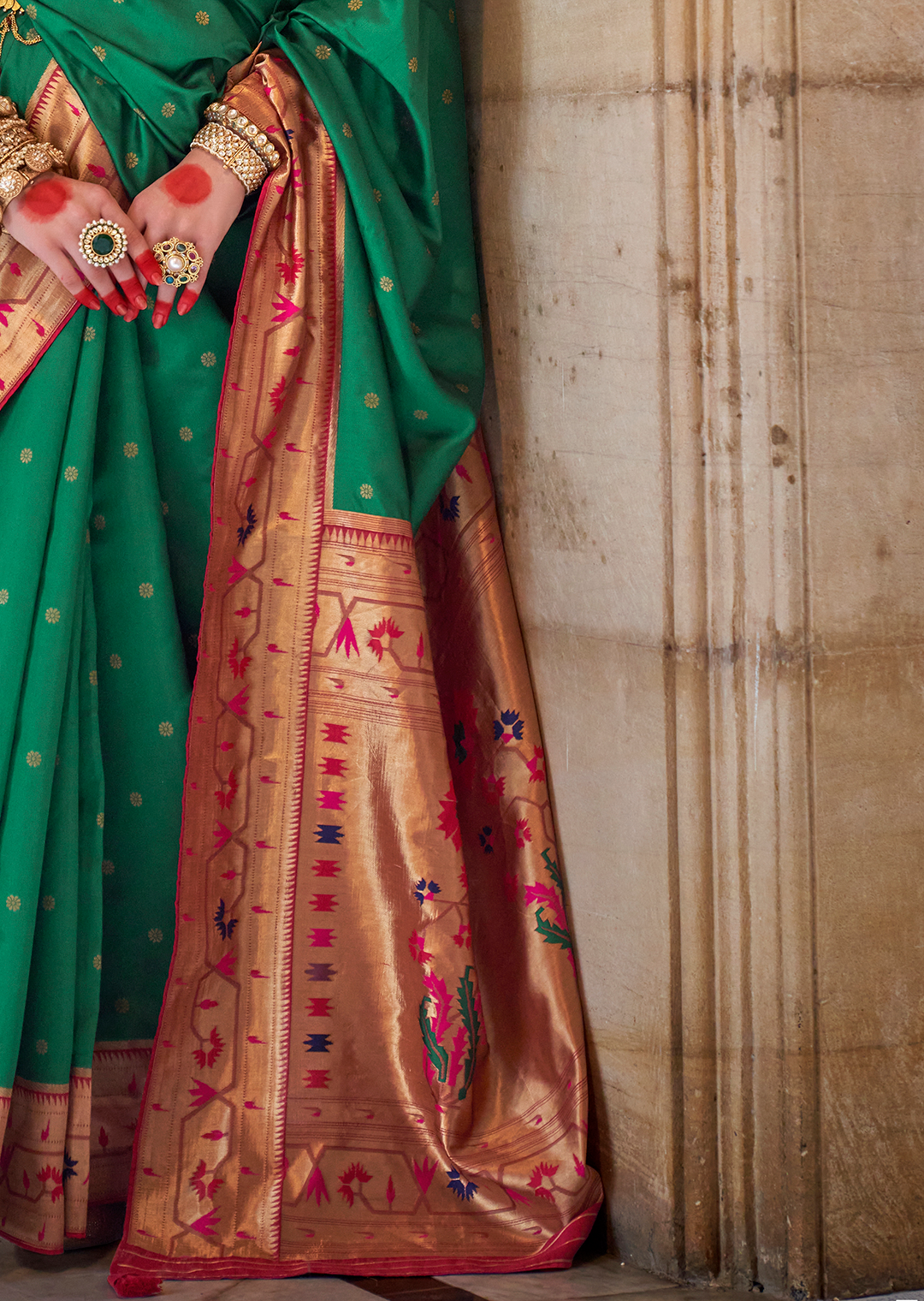 Jade Green Woven Traditional Royal Patola Paithani Silk Saree