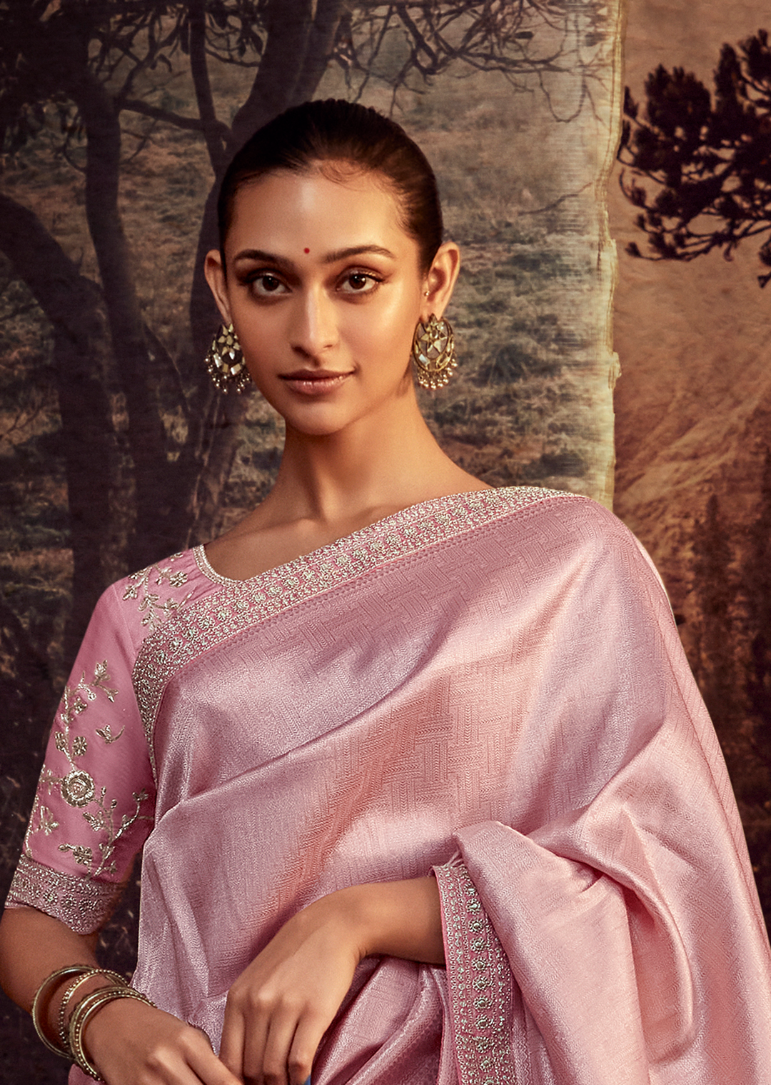 PASTEL PINK PURE BROCADE DESIGNER KANJIVARAM SILK SAREE