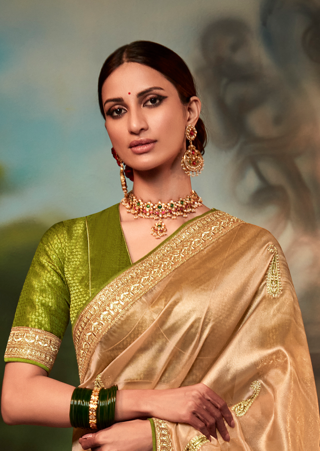 SANDY BROWN DESIGNER PURE ORGANZA SILK SAREE