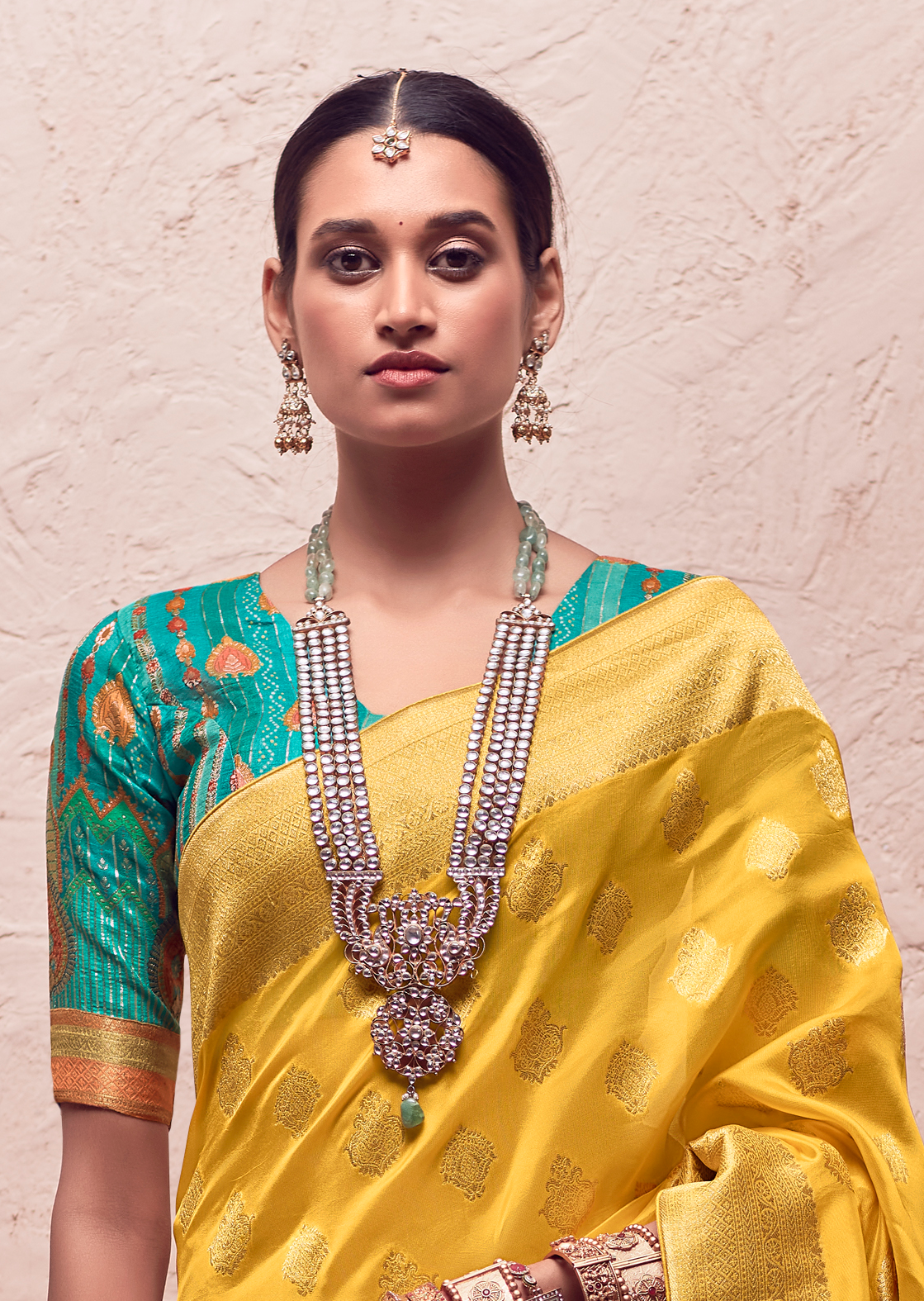 ROYAL YELLOW PURE CREPE SILK DESIGNER KHADDI BANARASI SAREE