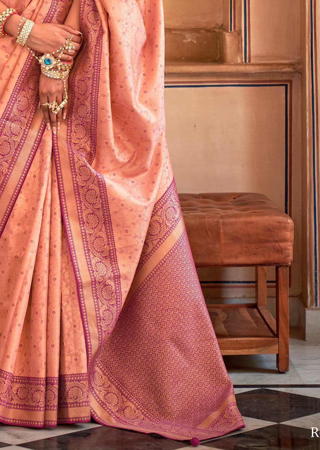 Peach Woven Royal Patola Kanjivaram Silk Saree