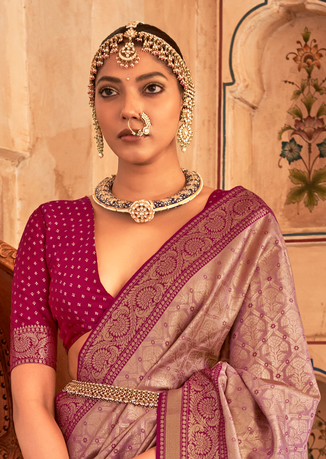 Plum Purple Woven Royal Patola Kanjivaram Silk Saree