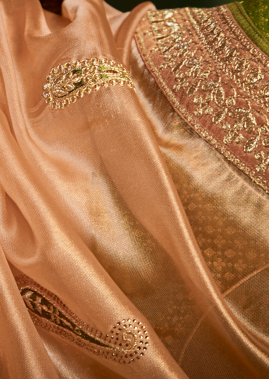 SANDY BROWN DESIGNER PURE ORGANZA SILK SAREE