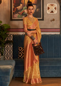 HONEY YELLOW ZARI WOVEN PURE HANDLOOM TISSUE SILK SAREE