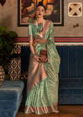 SEAFOAM GREEN ZARI WOVEN PURE HANDLOOM TISSUE SILK SAREE