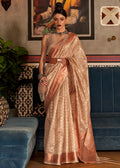 BEIGE ZARI WOVEN PURE HANDLOOM TISSUE SILK SAREE