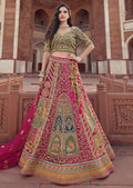 CHERRY RED HEAVY EMBROIDERED DESIGNER BRIDAL LEHENGA