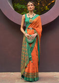 ORANGE WOVEN PURE BRASSO CHIFFON SAREE