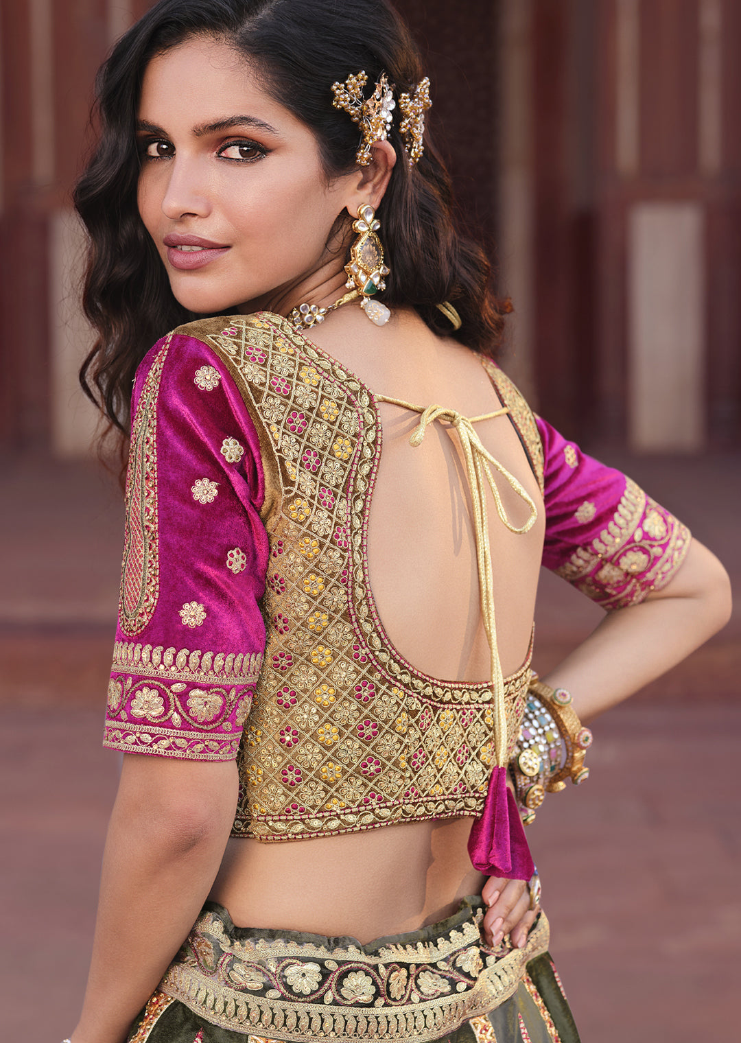 BERRY PURPLE HEAVY EMBROIDERED DESIGNER BRIDAL LEHENGA