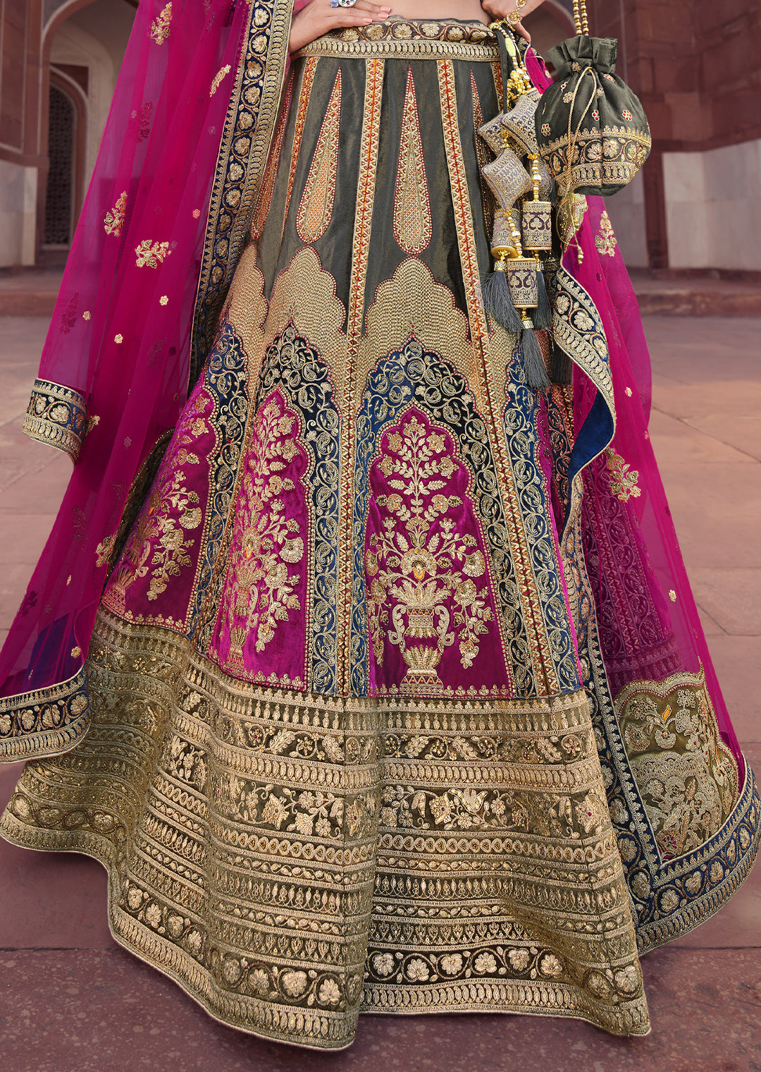 BERRY PURPLE HEAVY EMBROIDERED DESIGNER BRIDAL LEHENGA