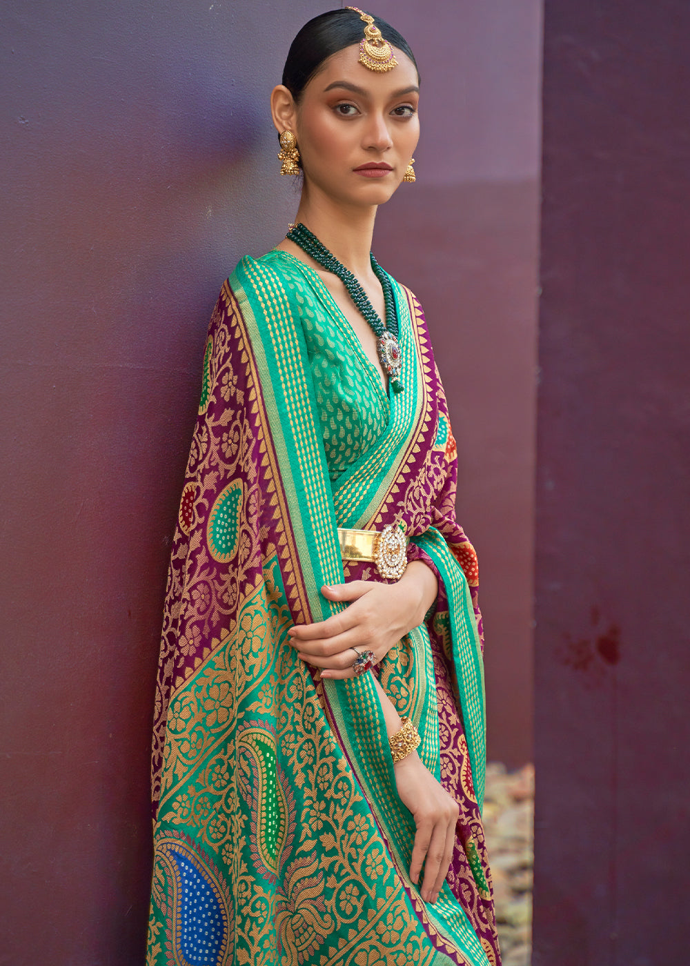 PLUM PURPLE WOVEN PURE BRASSO CHIFFON SAREE