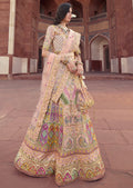LEMONADE PINK HEAVY EMBROIDERED DESIGNER BRIDAL LEHENGA