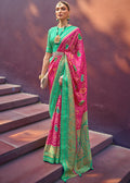 MAGENTA PINK WOVEN PURE BRASSO CHIFFON SAREE