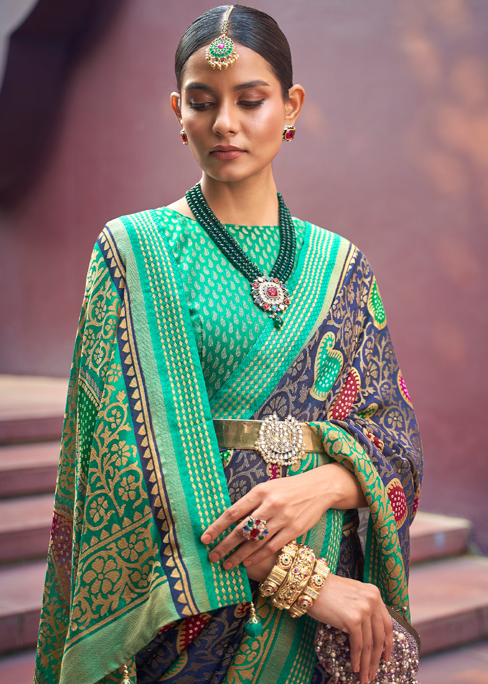 MIDNIGHT BLUE WOVEN PURE BRASSO CHIFFON SAREE