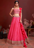 HOT PINK SILK LEHENGA WITH HEAVY EMBROIDERED BLOUSE