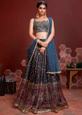 PRUSSIAN BLUE SILK LEHENGA WITH HEAVY EMBROIDERED BLOUSE