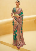 EMERALD GREEN WOVEN PURE BRASSO ORGANZA SAREE