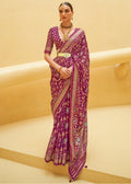 MAGENTA PURPLE WOVEN PURE BRASSO ORGANZA SAREE