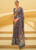 COBALT BLUE WOVEN PURE BRASSO ORGANZA SAREE