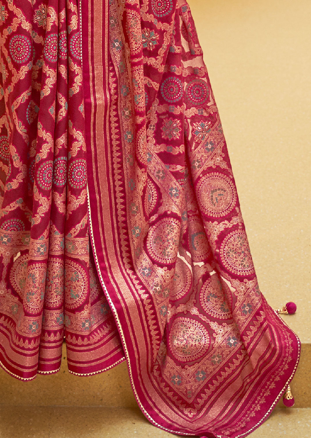 RUBY RED WOVEN PURE BRASSO ORGANZA SAREE
