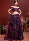 RAISIN PURPLE SILK LEHENGA WITH HEAVY EMBROIDERED BLOUSE