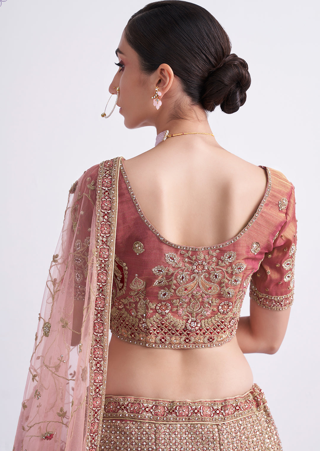 WATERMELON RED HEAVY EMBROIDERED DESIGNER BRIDAL LEHENGA