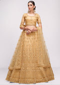 BEIGE HEAVY EMBROIDERED PREMIUM NET DESIGNER LEHENGA