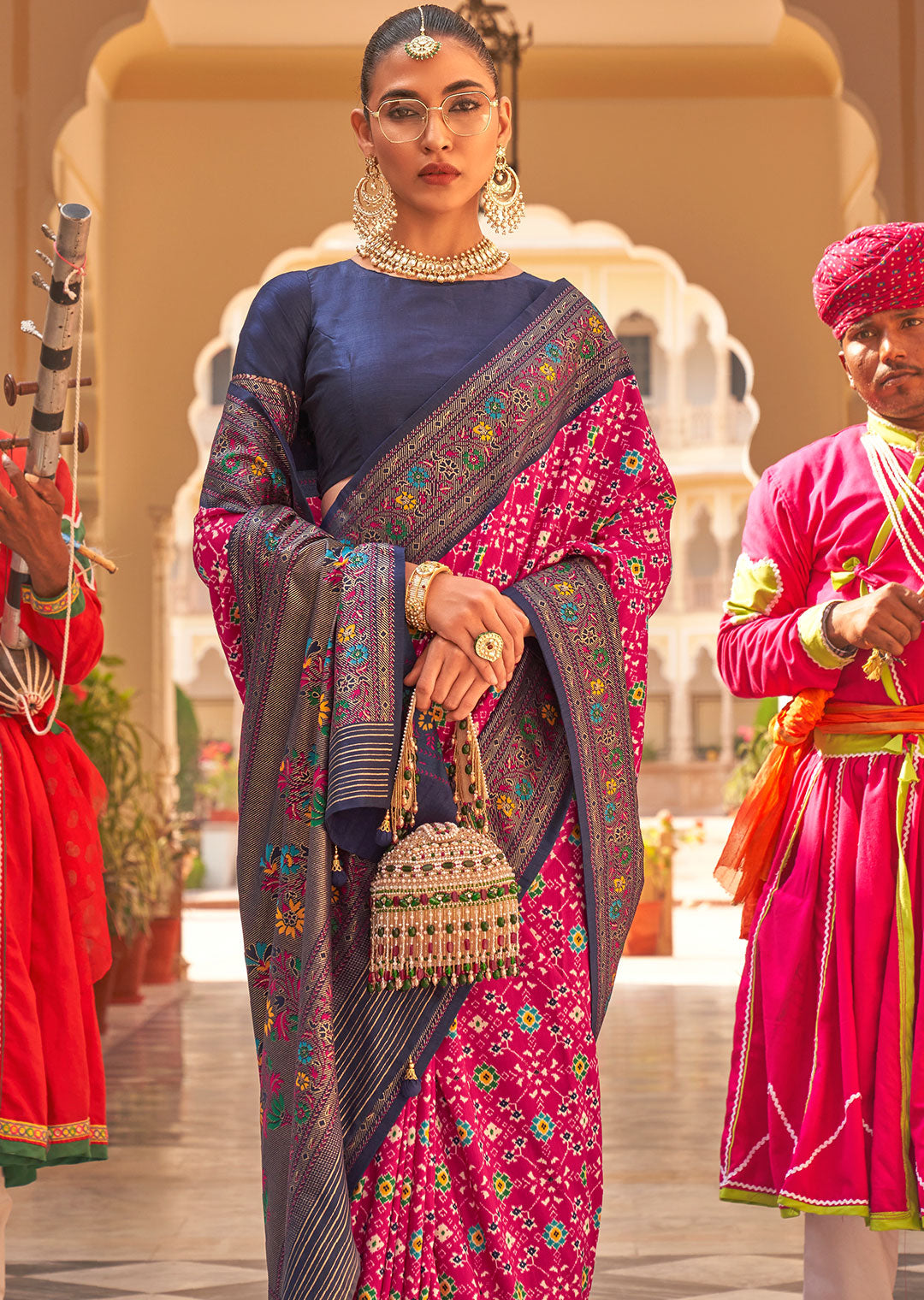 RUBY PINK WOVEN PATOLA PAITHANI SILK SAREE
