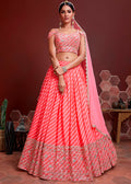 SALMON ORANGE SILK LEHENGA WITH HEAVY EMBROIDERED BLOUSE