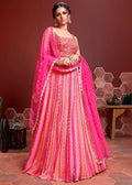 HOT SHADED PINK SILK LEHENGA WITH HEAVY EMBROIDERED BLOUSE