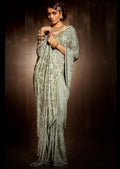 Mint Green Woven Exclusive Designer Saree With Swarovski Work