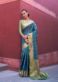Ocean Blue Woven Traditional Patola Silk Saree