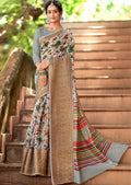 Gray Woven Pure Handloom Cotton Saree