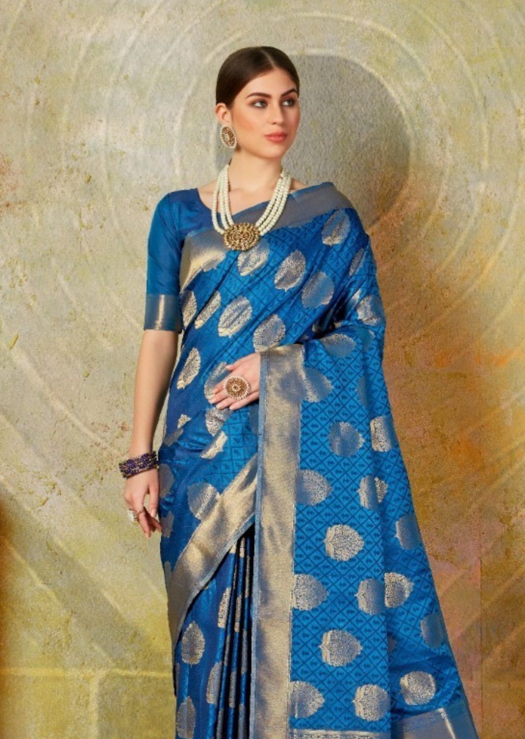 Royal Blue Woven Banarasi Silk Saree