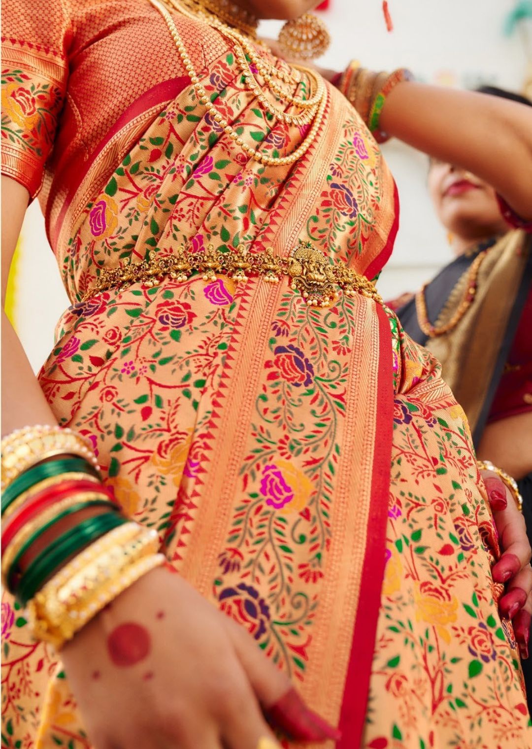 Orange Woven Traditional Paithani Silk Saree
