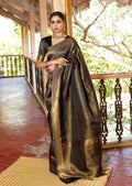 Black Gold Hand Woven Kanjivaram Silk Saree