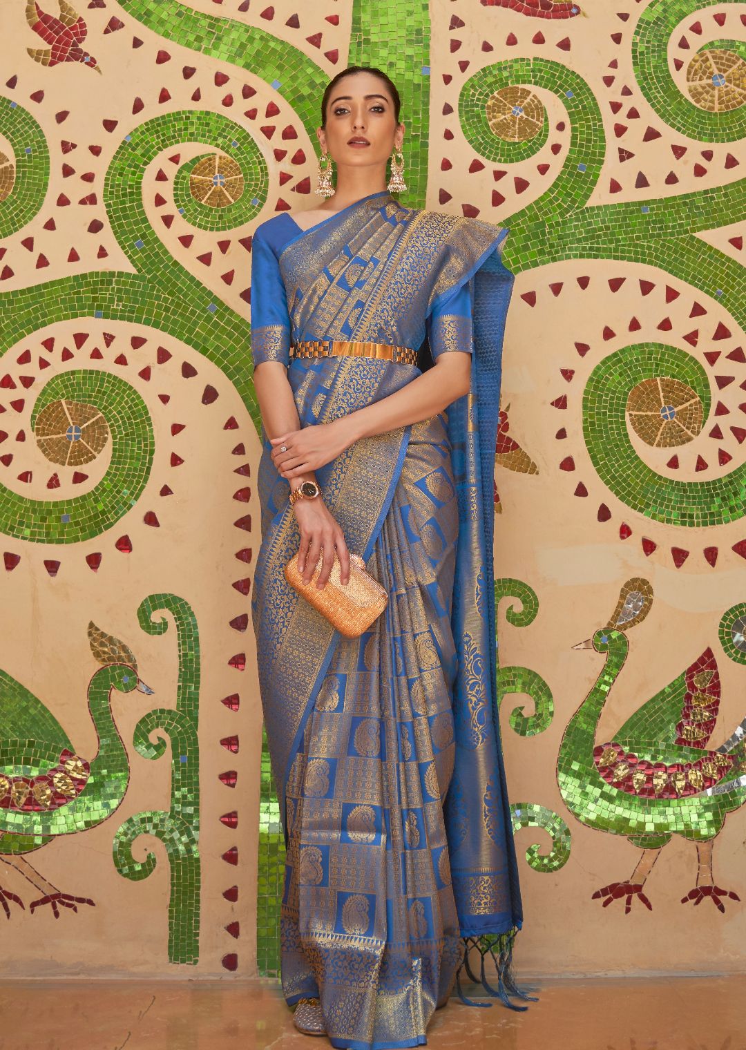 Festive Blue Hand Woven Kanjivaram Silk Saree