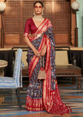 IRON GRAY WOVEN PATOLA SILK SAREE