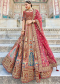 MAROON RED HEAVY EMBROIDERED DESIGNER BRIDAL LEHENGA