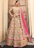 TEA GREEN HEAVY EMBROIDERED DESIGNER BRIDAL LEHENGA