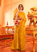 Honey Yellow Zari Woven Pure Handloom Chanderi Silk Saree