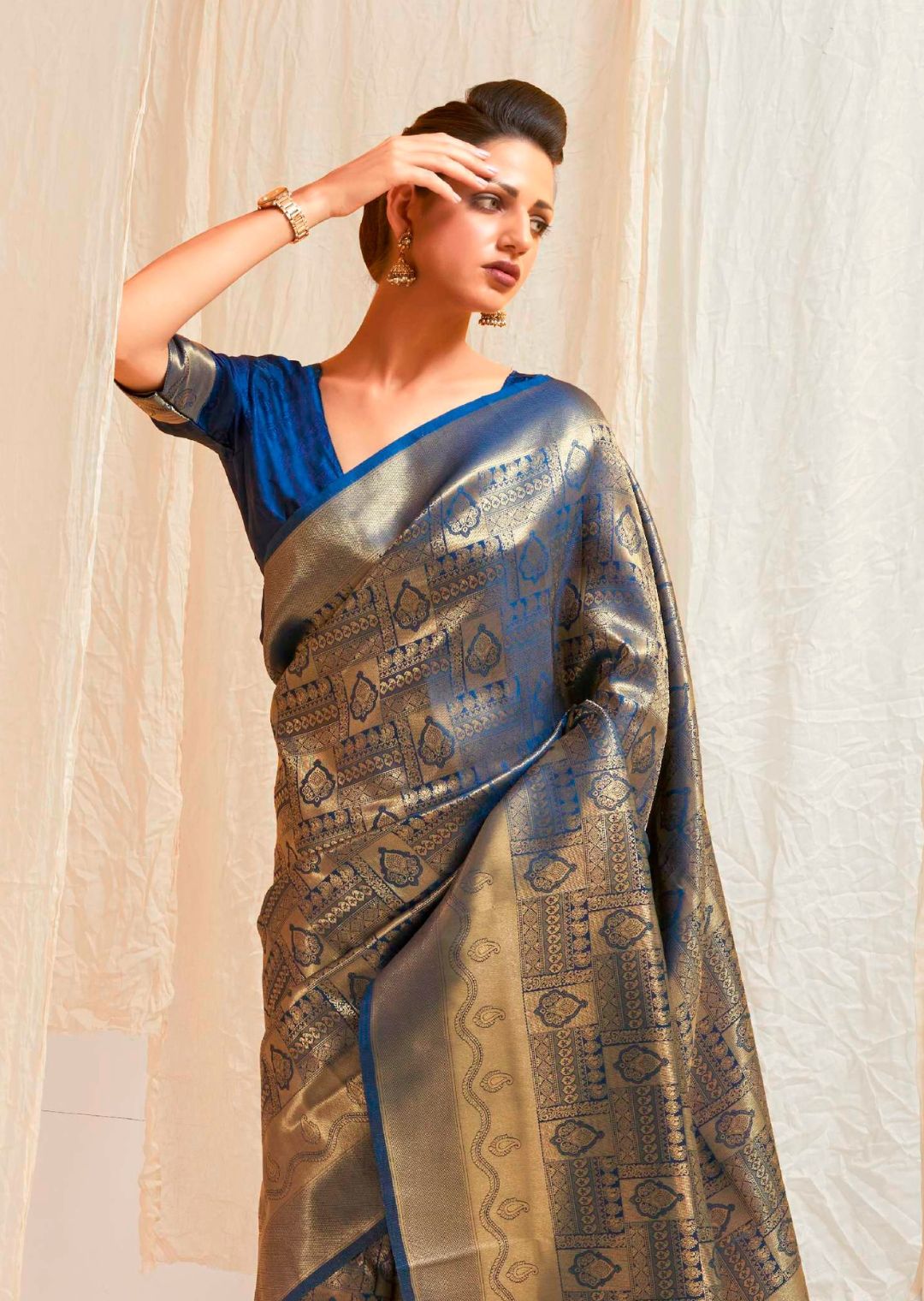 Royal Blue Hand Woven Kanjivaram Silk Saree