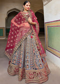 SUPHIRE BLUE HEAVY EMBROIDERED DESIGNER BRIDAL LEHENGA