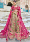 PEAR GREEN HEAVY EMBROIDERED DESIGNER BRIDAL LEHENGA