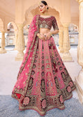 WATERMELON PINK HEAVY EMBROIDERED DESIGNER BRIDAL LEHENGA