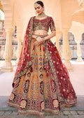 MUSTARD YELLOW HEAVY EMBROIDERED DESIGNER BRIDAL LEHENGA