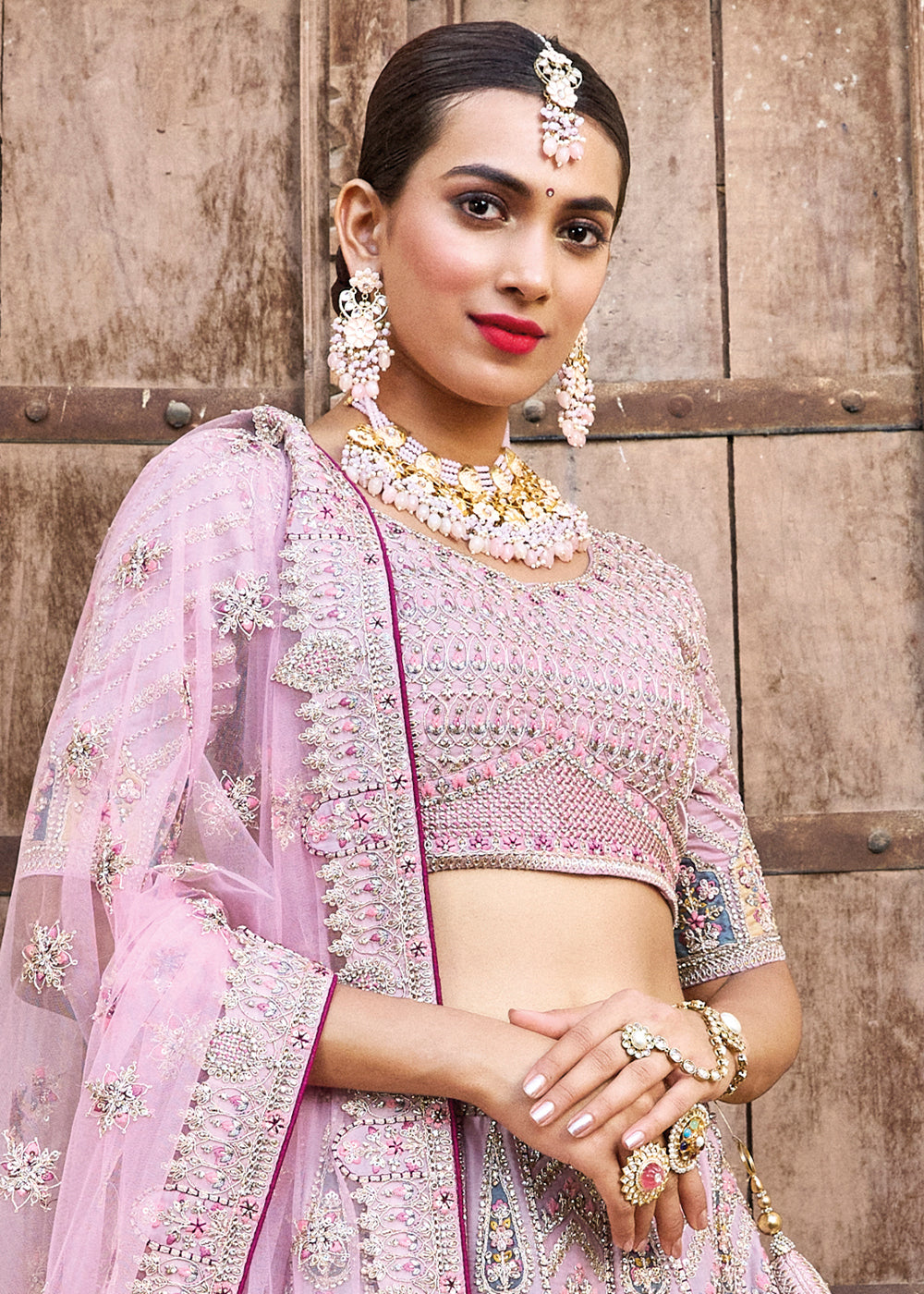 PERIWINKLE PURPLE HEAVY EMBROIDERED DESIGNER BRIDAL LEHENGA